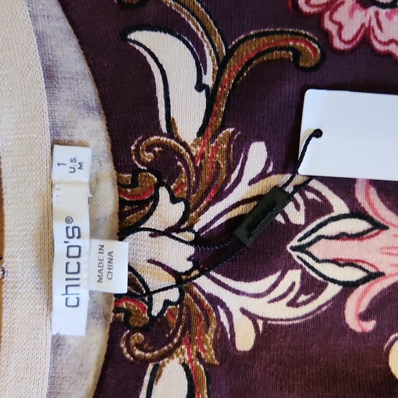 Chico's Foil Print Dolman Raisin LS Pullover Sweater NWT Size Medium 🎁 - Picture 8 of 10